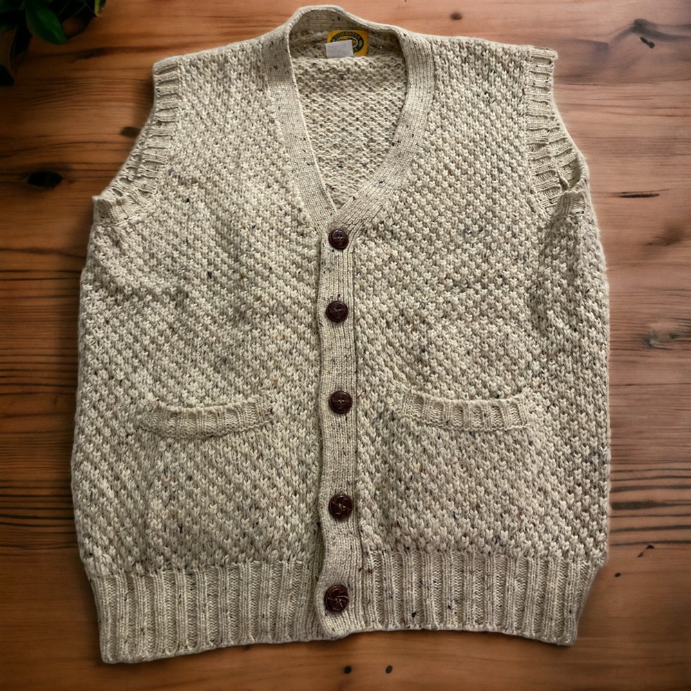 Tidewater Traders Bay Acrylic/Wool Vest - Large Heavyweight. Beige‎ Fleck EUC